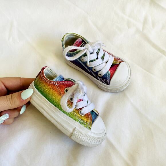 Converse 2 toddler rainbow ombre glitter shoes - Picture 1 of 6